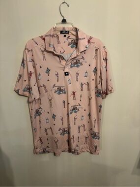 Bad Birdie Pink Golf-Print Polo